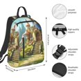 thumbnail image 2 of Yiaed Cute Mushroom Town A Print Lightweight Backpack Travel Backpacks Hiking Daypack for Women Men, 2 of 5