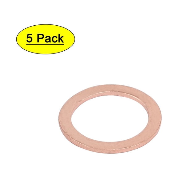 Unique Bargains 5pcs 13mmx18mmx1mm Copper Flat Ring Sealing Crush Washer Gasket