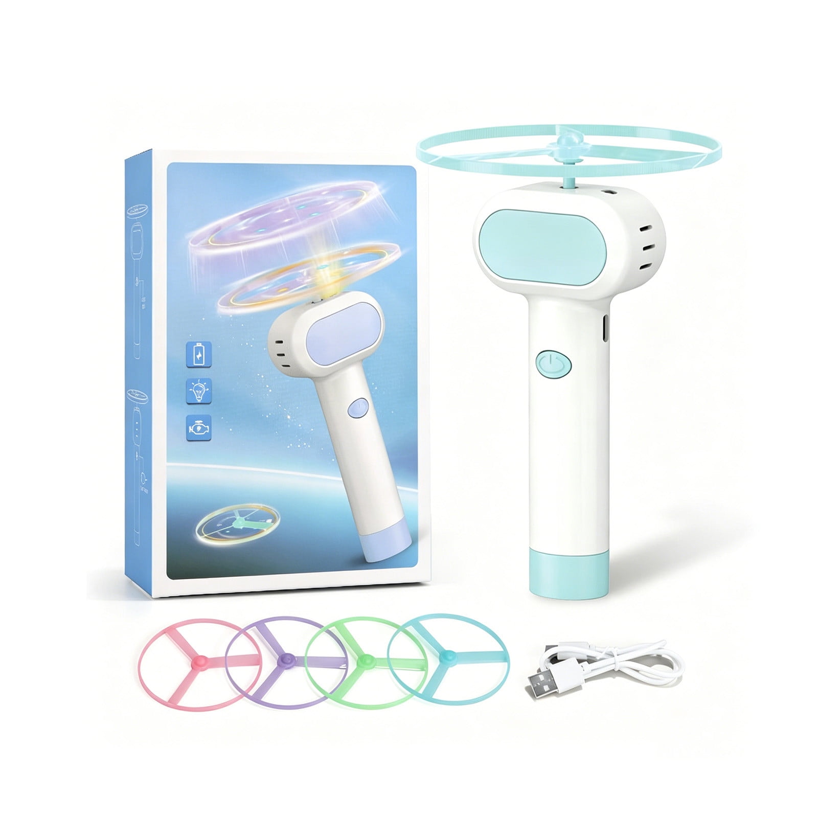 Cat Toy Disc Launcher Rechargeable Interactive Cat Toy Launcher Flying Enrichment Toys for Indoor Bored Cats Blue