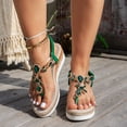 thumbnail image 3 of Dakaela Women's Wedge Sandals 2026 Open Toe Platform Espadrille Flip Flops Elastic Ankle Strap Casual Bohemian Beach Thong Walking Shoes Size 6-10 Green, 3 of 6