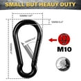 thumbnail image 2 of M10 Spring Snap Hook Black Carabiner, 770 LBS Capacity Heavy Duty Carbon Steel Carabiner Clip, Snap Clip Link Hooks for Indoor & Outdoor,Camping,Swing,Keychains, and More, 2 of 6