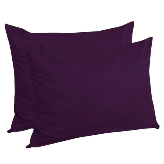 The Great American Store- 600 TC Finest 100% Cotton (Pack of 2) Solid Purple Zippered Closure Pillowcases - King (20" X 40")