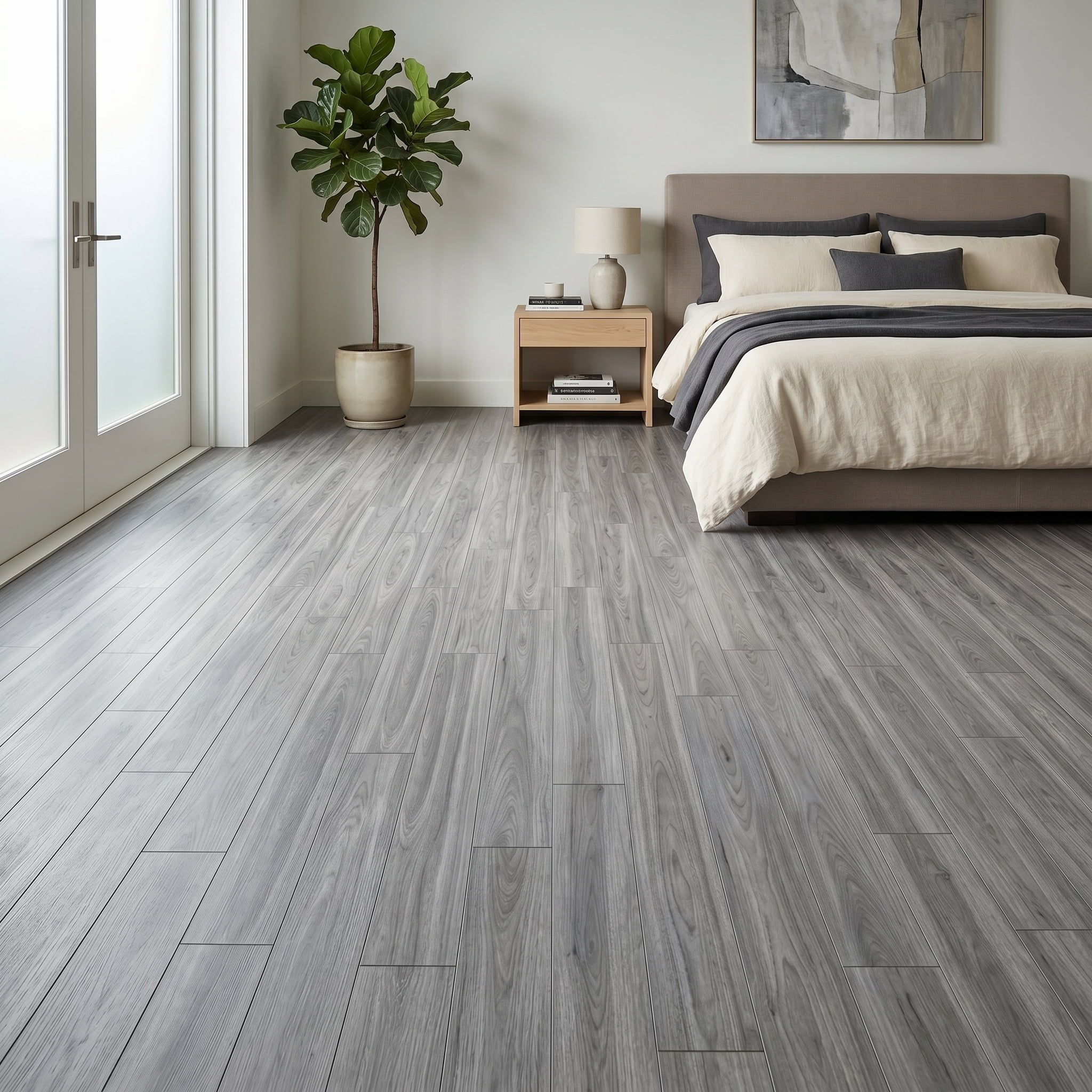 PVC Peel and Stick Flooring, 36"x6" Planks, 60 Pieces, Waterproof, Scratch Resistant, DIY Installation