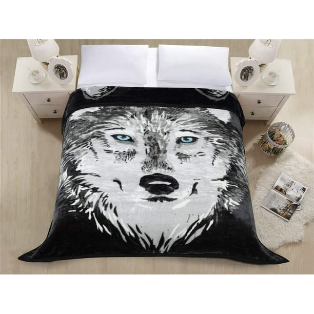 Unique Home Premium Grey Wolf Thick Blanket with Double Layer