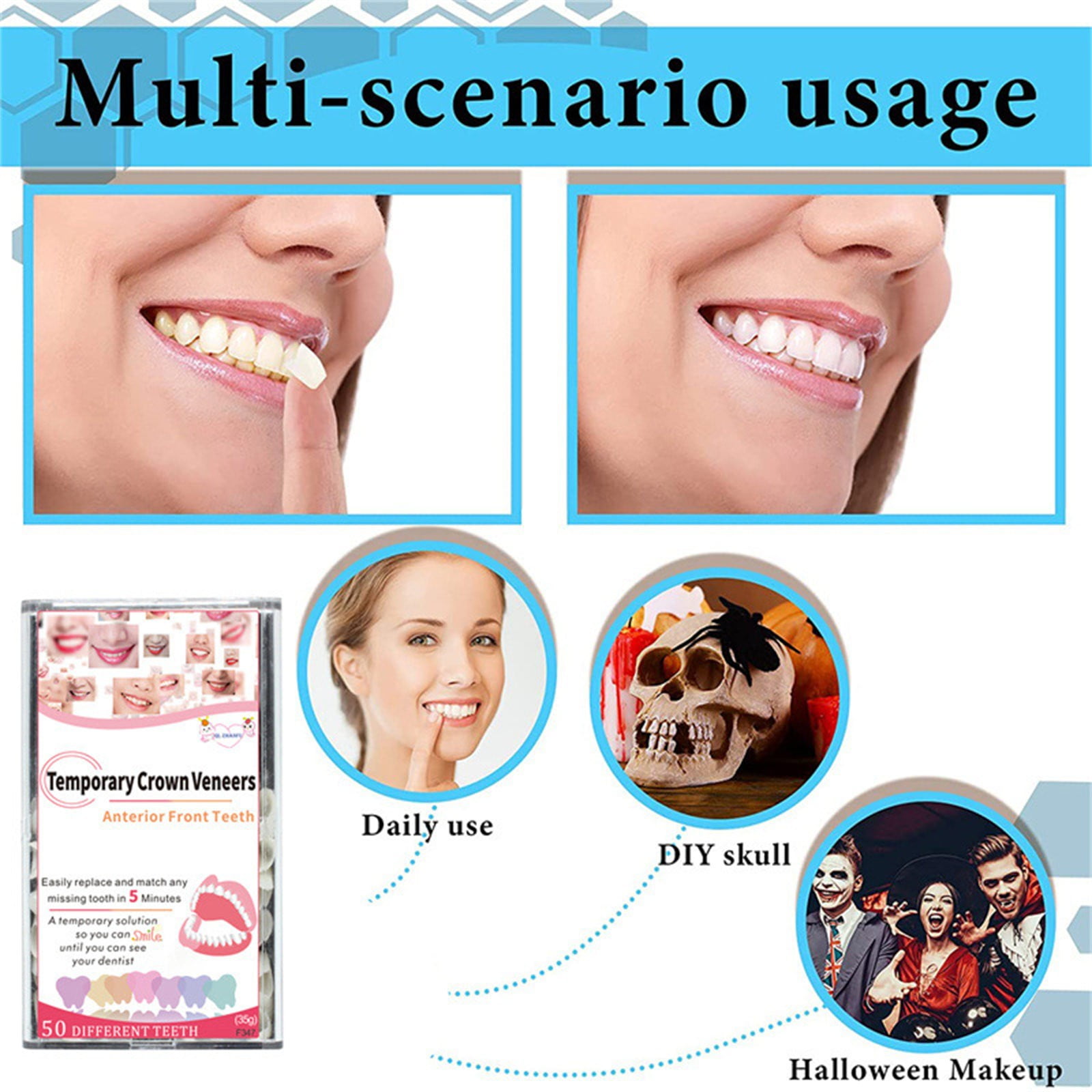 Teeth ning 22% Brush Kits Denture Bath Teeth Full Set Teeth Thermal Fitting Beads Bulk Wild Boar Teeth Teeth Filling for Brush Cup Travel Braces Straight Teeth Teeth Straightener for