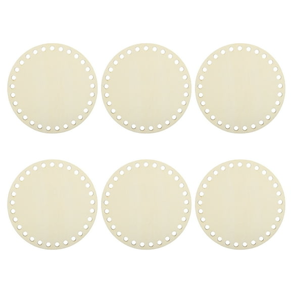 Uxcell 6Pcs Wooden Basket Bottom, 4.92" Round Blank Natural Wood Base Crochet Basket