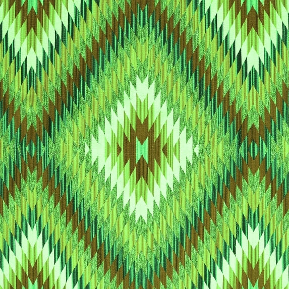 Ahgly Company Indoor Square Southwestern Green Country Area Rugs, 5' Square