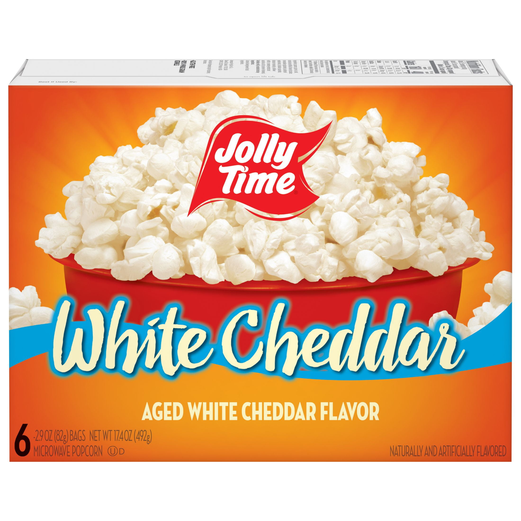 JOLLY TIME White Cheddar Cheese Microwave Popcorn, 2.9oz Sharing Bag, 6 Bags Per Carton (White Cheddar, 2.9 Ounce (Pack of 36))