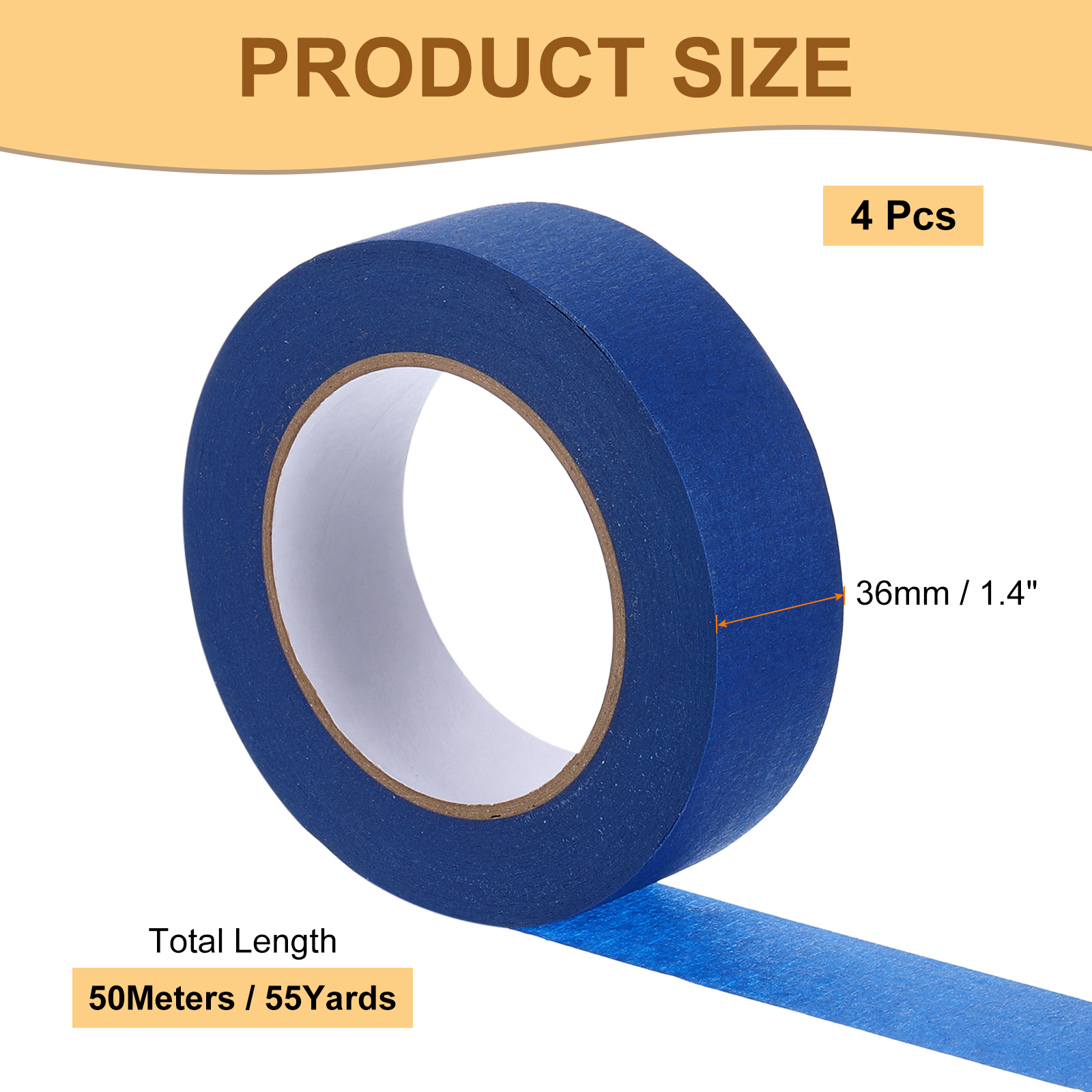 Masking Tape Blue Painters Tape Paper Tape [for Crafts DIY Walls Painting Decoration]- 1.4 Inch x 55 Yards/4 Rolls
