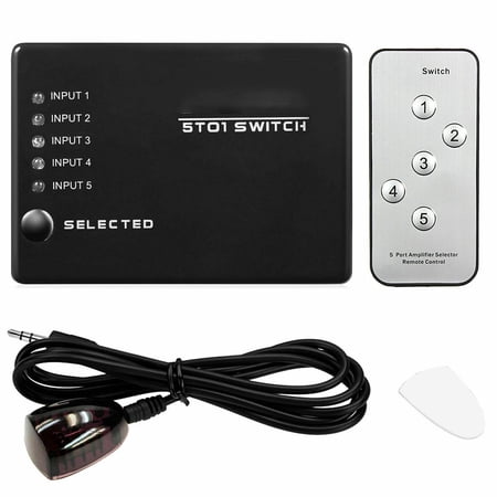 5 Port 1080P Video HD Switch Switcher Splitter Port Video for HDTV DVD ...