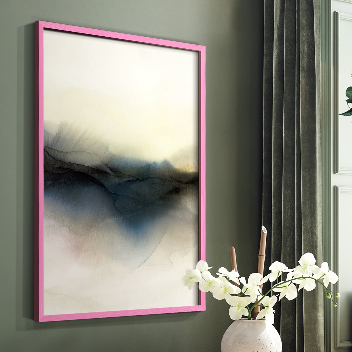 Continuum I Framed Print in Pink Solid Wood Framed Print No Nail Hanging
