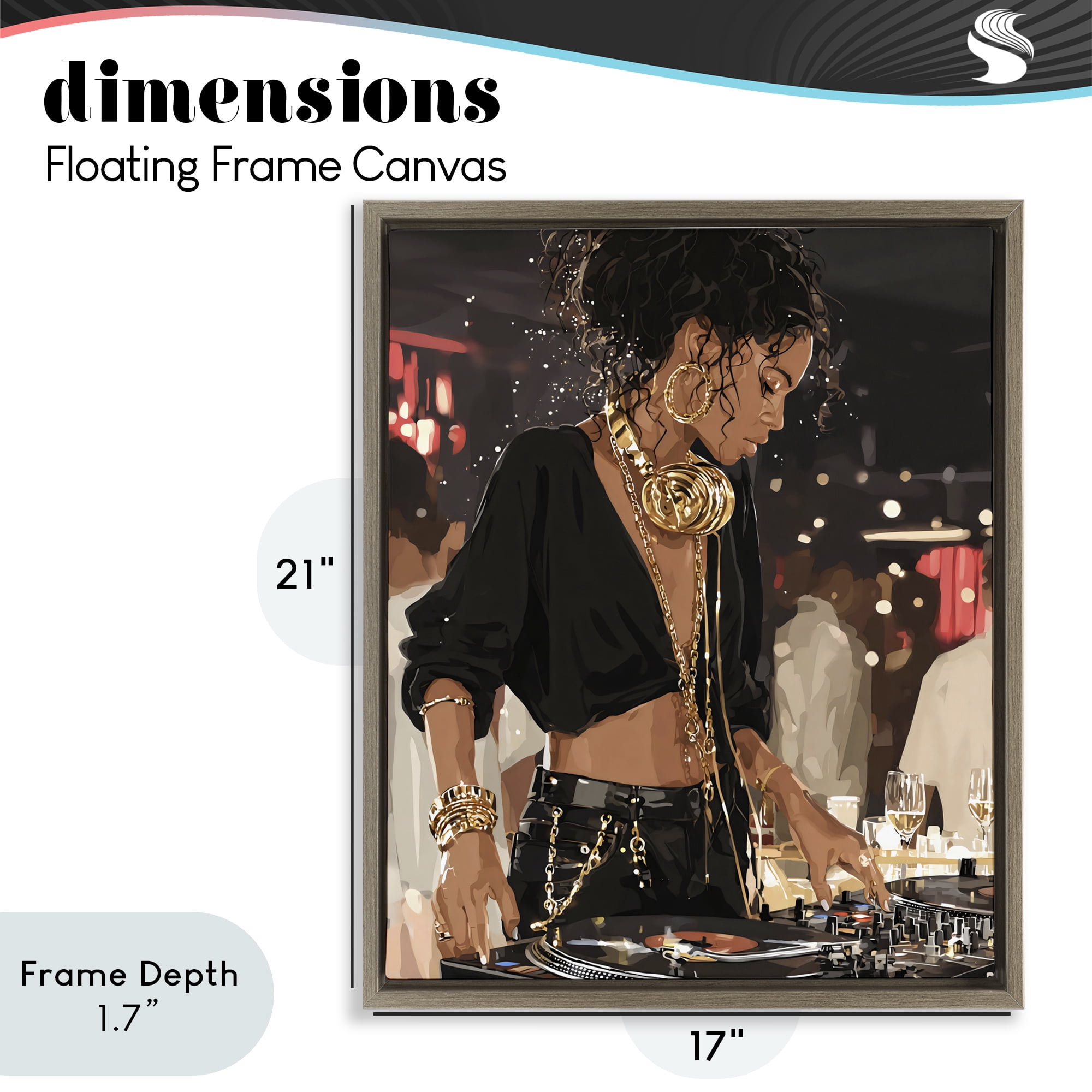 Stupell Industries Touches Of Gold DJ Brown Framed Floater Canvas Wall Art, design by Franklyn Gregory