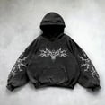 thumbnail image 2 of XIAOCHA Mens Hoodies Gothic Style Spider Web Print Oversized Hooded Sweatshirt Long Sleeve Kangaroo Pocket Pullover Hoodie Streetwear XL, 2 of 3