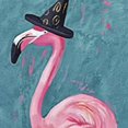 thumbnail image 6 of BANET  Halloween Flamingo Hat Round Tablecloth Witch Hat Animal Table Cloth Cover Washable Polyester Dining Decorative for Holiday Home Party Wedding Picnic 42"-46, 6 of 8