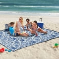 thumbnail image 5 of Extra Large Picnic Beach Blanket Waterproof Sand Proof Portable Outdoor Mat Blue and White Porcelain Floral 60x80, 5 of 9