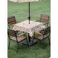 thumbnail image 3 of Easter Eggs Outdoor Tablecloth - 54x54 Inch Square Dining Table Cover, Watercolor Spring Flowers Leaves Patterned Waterproof Outdoor Table Cloth with Umbrella Hole & Zipper for Picnic/Patio/Party, 3 of 7