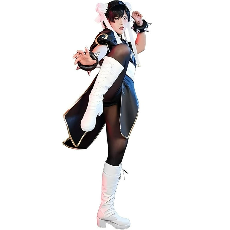 princess polly baby blue dress Officially Licensed] Street Fighter Black Classic Chun Li Costume with  Golden Embroidery for Halloween, L