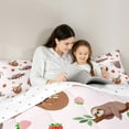 thumbnail image 4 of Manfei Cartoon Sloth Lover Bedding Comforter Set 7-Piece, Red Strawberry King Bedding Sets, Kawaii Cute Animal Reversible Bed Sheets, Super Cozy Room Decor, 4 of 7