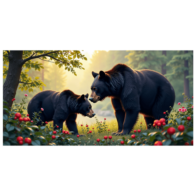 Forest Scene Banner with Two Bears and Giant Tree Party Decoration Background Backdrop Photography Props for Events Nature Themed Parties Wilderness Celebrations