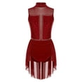 thumbnail image 3 of Doomiva Women's Lyrical Dance Costume Ruched Sleeveless Keyhole Modern Contemporary Dance Dress Burgundy XL, 3 of 7