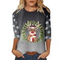 thumbnail image 1 of YDLCAFD T-Shirts Women Casual Fashion Round Neck Three Quarter Sleeve Flower Print T Shirt, 1 of 4