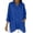 Blue, variant on Fall 100%Cotton Women's Fashion Solid Color V Neck Long Sleeve Tops Blouses Slit Short In Front Long Back Top