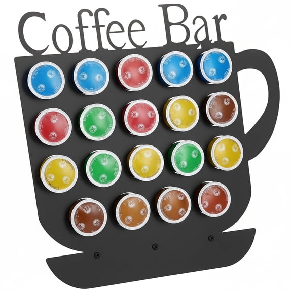 Black Metal K Cup Holder – 19‑Slot Coffee Pod Organizer, Vertical Capsule Rack, Countertop Storage Display for Kitchen, Office & Home Coffee Bar