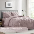 thumbnail image 2 of Bourina 3-Piece Full Size Comforter Set, Pleated Wrinkle-Resistant Microfiber Bedding, Pink,All-Season, 2 of 7