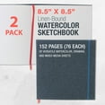 thumbnail image 2 of U.S. Art Supply 8.5" x 8.5" Watercolor Book, 2 Pack, 76 Sheets, 110 lb (230 gsm) - Linen-Bound Hardcover Artists Paper Pads - Acid-Free, Cold-Pressed, Brush Painting & Drawing Sketchbook Mixed Media, 2 of 7