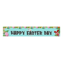 Beautynvta Happy Easter Banners for Outside, 19.6x118 Inch, Easter Yard Lawn Sign Backdrop Banner, Spring Easter Eggs Banner for Indoor Outdoor Easter Party Supplies