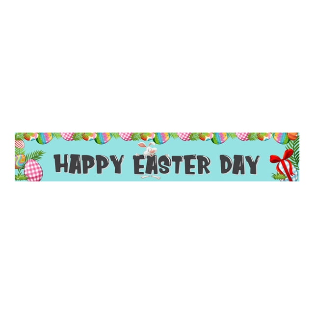 Bandera de jardín con decoración de ambiente de Pascua, dibujos animados, huevos, conejito, para patio, para disfrazarse, de lino, con estampado de doble cara.