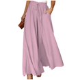 thumbnail image 3 of Women's Autumn Casual Fashion Elastic Waistband Wide Leg High Waist Long Skirt Pants for Outdoor Wear and Style,Purple,S, 3 of 9