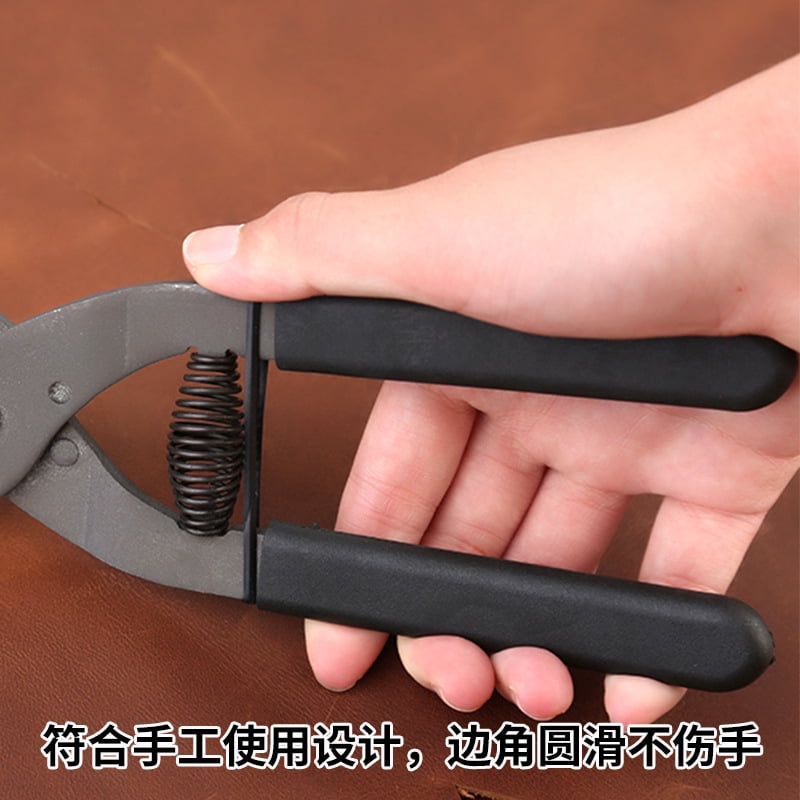 OFFIGAM Precision Crafting Pliers with 4mm Hole Punch and 4 Teeth Carbon Steel Tool for Multi-Use Crafts Black