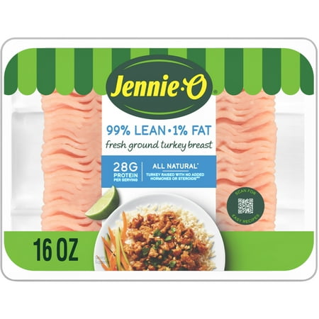 JENNIE-O Ground Turkey Breast, 99/1% Tray, All Natural, 1 Pound, 29 Grams of Protein per Serving
