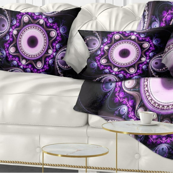 Designart Bright Fractal Circles and Waves - Abstract Throw Pillow - 12x20