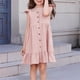 thumbnail image 5 of Vestido de Fiesta de Niña Bebé Color Sólido Plisado Casual con Botón Camisola Y Vestido de Princesa de Manga Larga Niñas de Moda Princesa Vestir, 5 of 6