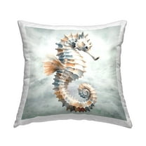 Stupell Industries Detailed Seahorse on Grey Decorative Printed Throw Pillow Design by Nicole Decamp