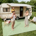 thumbnail image 3 of Lahome Decor 8’X10’ Rainbow Outdoor Rug for Patio,Beach Mats Waterproof, Camping Rug for Outside RV, Portable Plastic Straw Outdoor Area Rug for Backyard, Garden, Pool Deck,Green, 3 of 9