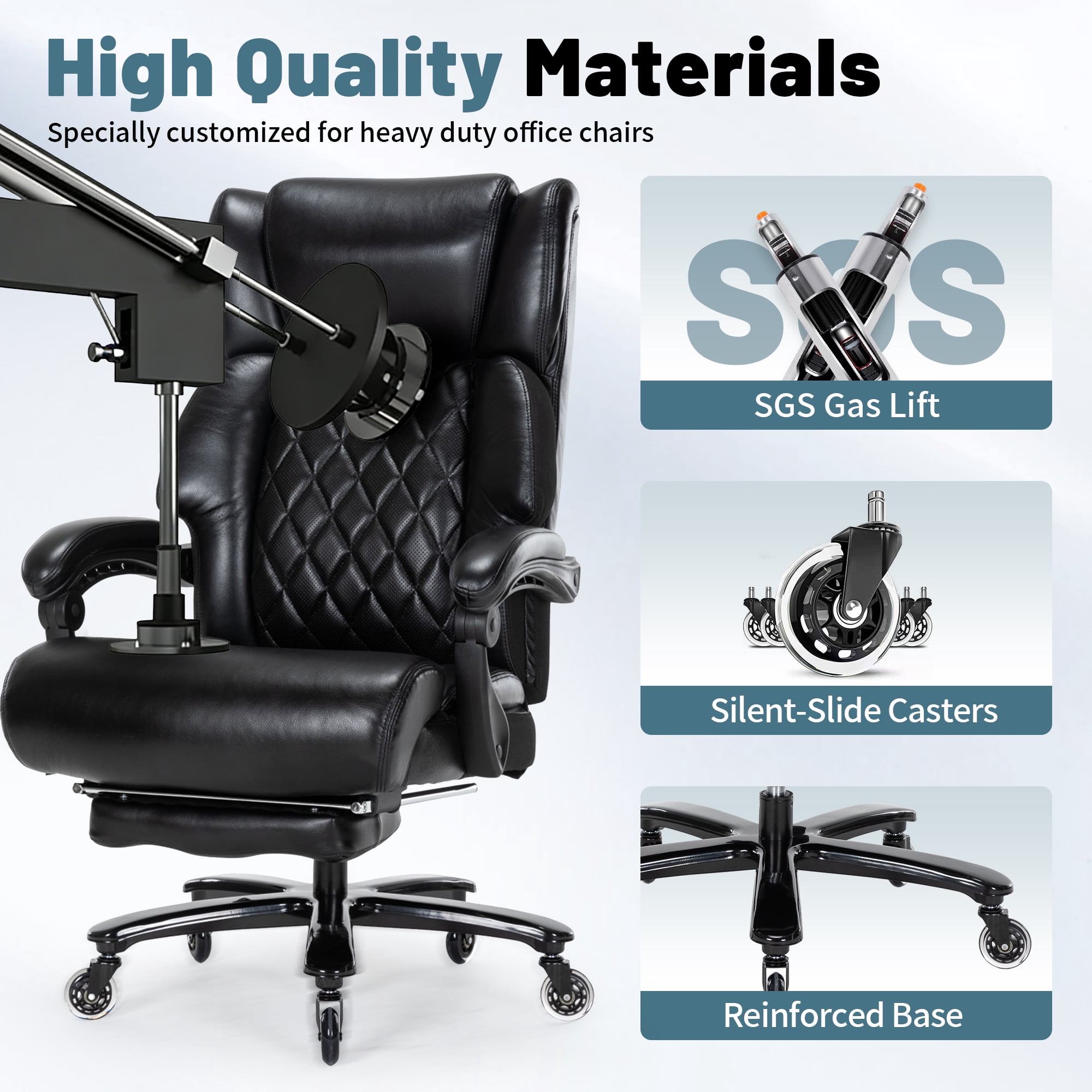 Big and Tall Office Chair 800 lb Capacity, Extra Wide Seat, Reclining Ergonomic Chair with Footrest for All Day Comfort