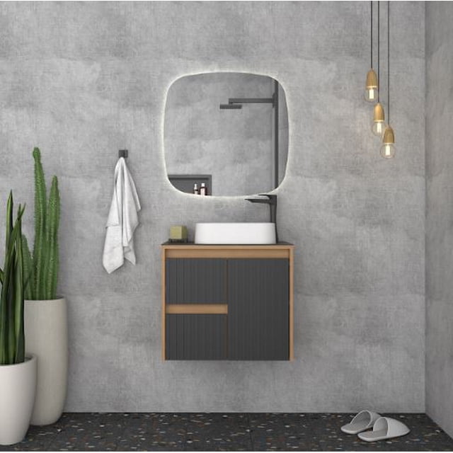 Mueble de Baño Kyoto Color Negro Con Lavamanos Luna Color Blanco 102450