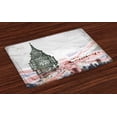 thumbnail image 1 of Ambesonne London Place Mats Set of 4, Vintage Big Ben London, Standard Size, Grey, 1 of 4