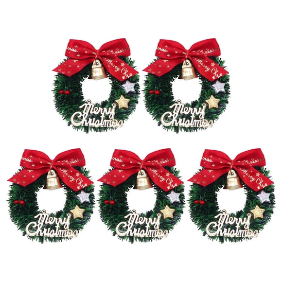 Mini corona de Navidad para vacaciones, adornos, guirnalda, árbol de Navidad, Mini coronas colgantes, 5 uds.