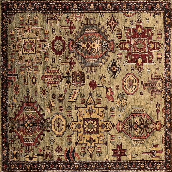 Ahgly Company Indoor Square Oriental Brown Industrial Area Rugs, 4' Square