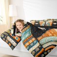 thumbnail image 3 of Manfei Tribal Kitten Twin Comforter Sets, Bohemian Damask Flower Bedding Set, Orange Cream, Black Reversible, 2pcs, 1 Comforter and 1 Pillowcase, 3 of 7