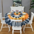 thumbnail image 2 of Orange Blue Tie Dye Mandala Pattern Round Tablecloth 60"x60",Wrinkle Wipeable Table Cloth for Kitchen Dining Room Picnic Patio Party, 2 of 6