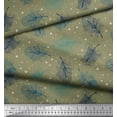thumbnail image 2 of Soimoi Green Heavy Satin Fabric Artistic Feather Printed Craft Fabric by the Yard 54 Inch Wide, 2 of 3