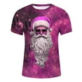 thumbnail image 2 of Mens Christmas Golf Polo Tops Short Sleeved Round Neck Daily Santa Mens Festival Clothing,Purple,L, 2 of 3