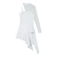 thumbnail image 6 of inhzoy Womens Asymmetrical Lyrical Dance Dress Lace Patchwork Ballet Dance Leotard White S, 6 of 9
