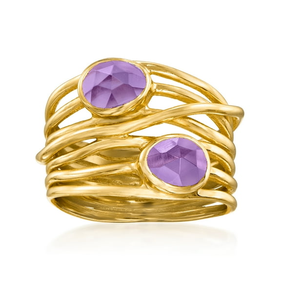 Ross-Simons 1.30 ct. t.w. Amethyst Highway Ring in 18kt Gold Over Sterling, Women's, Adult