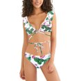thumbnail image 1 of Mujer Criss Cross Dos Piezas Trazo de Trajes de baño Bikini Tit Bittom Baithing Traits Impresión - verde M Impresión - verde M Xishao ropa, 1 of 2